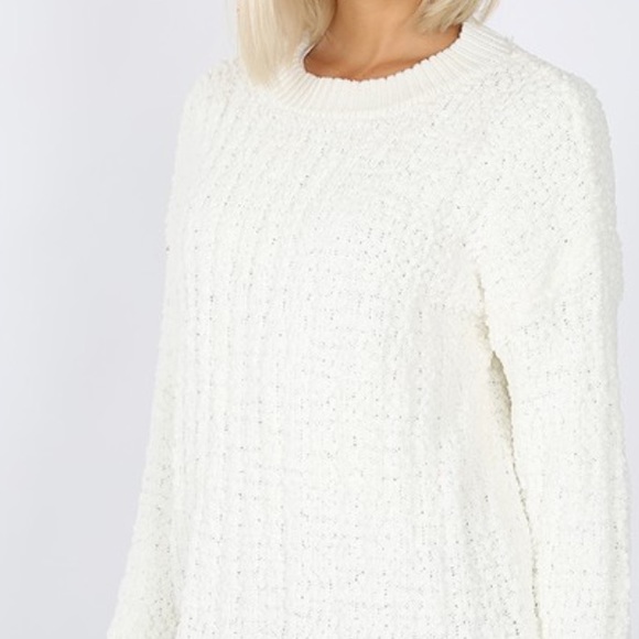Zen Laven or White LONG SLEEVE ROUND NECK SWEATER - Picture 7 of 8
